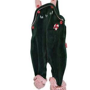 Le Top Baby Christmas green velvet overalls